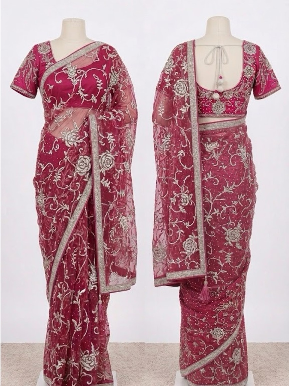 Stunning Saree with Swarovski Crystal, Blouse & petticoat| Chest 36